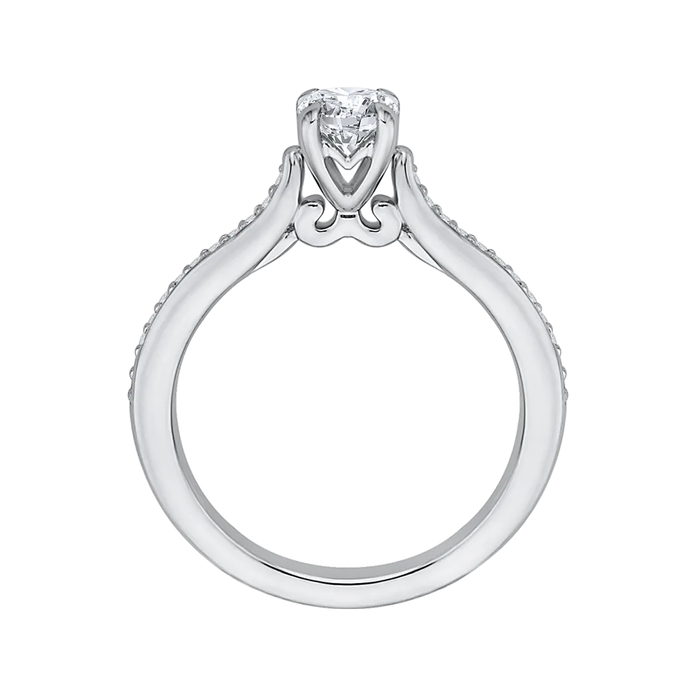 14K White Gold Round Cut Diamond Engagement Ring