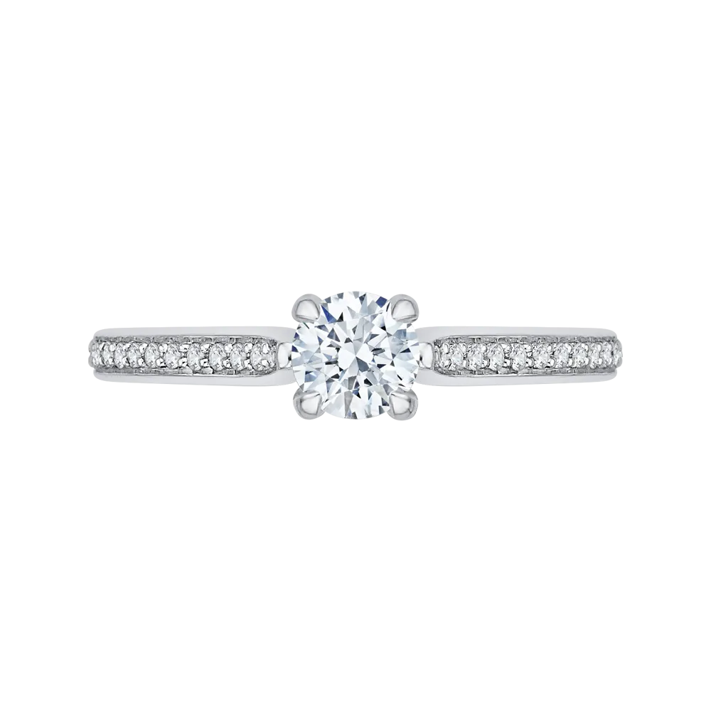 14K White Gold Round Cut Diamond Engagement Ring