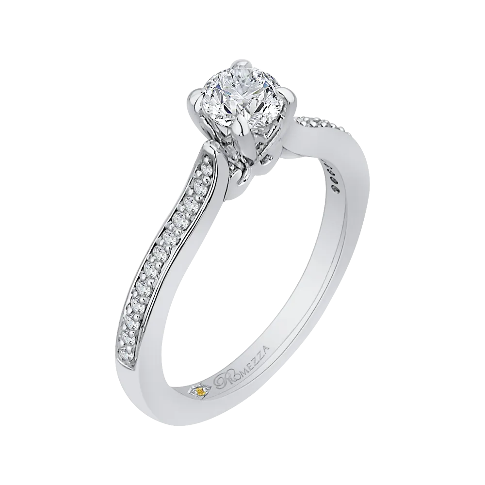 14K White Gold Round Cut Diamond Engagement Ring