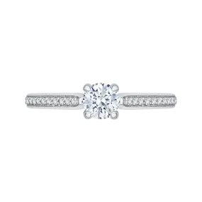 14K White Gold Round Cut Diamond Engagement Ring