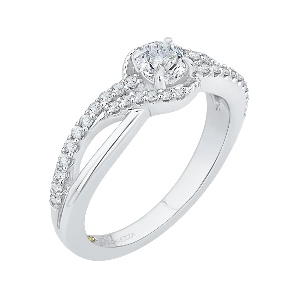 14K White Gold Round Cut Diamond Engagement Ring