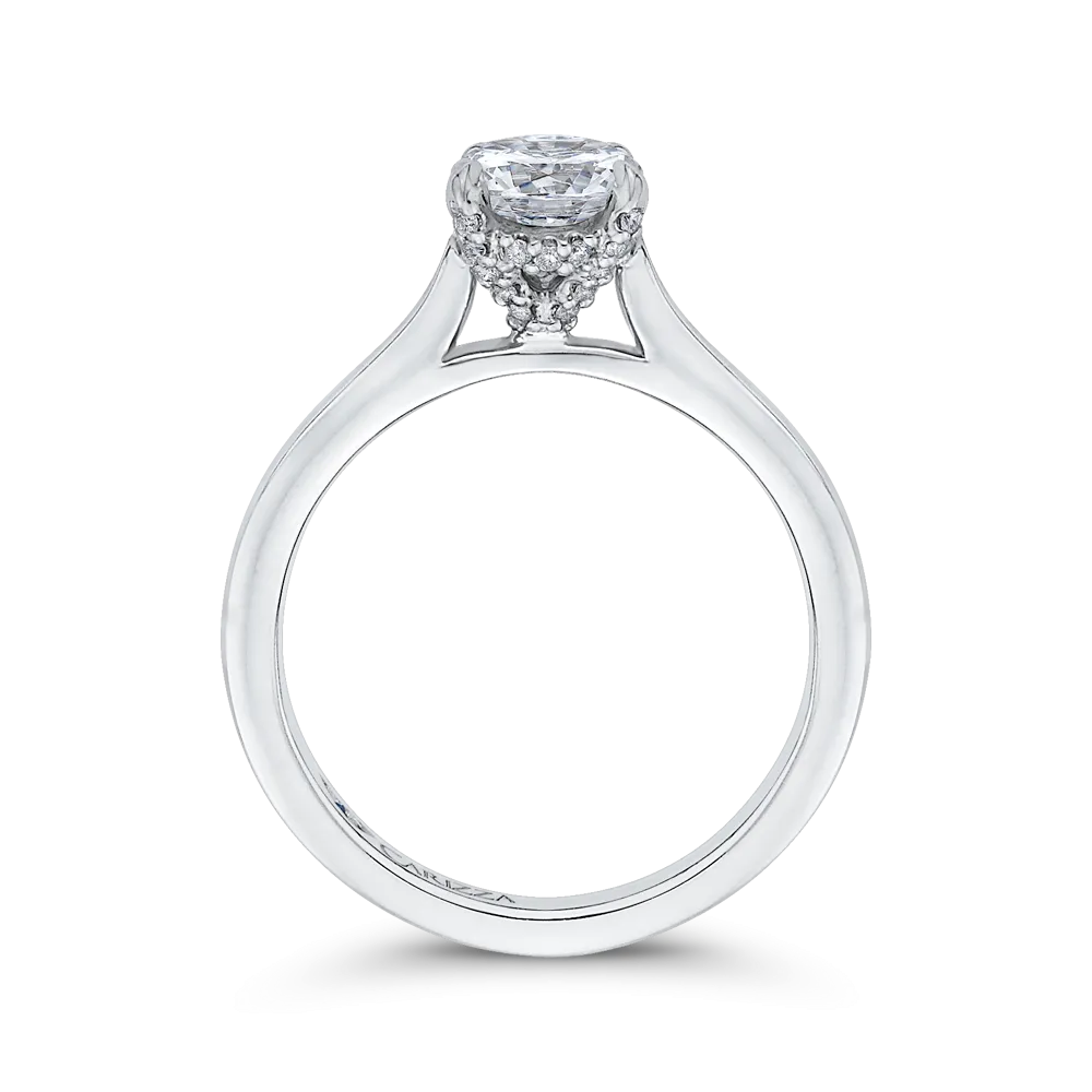 14K White Gold Round Diamond Classic Engagement Ring (Semi Mount)