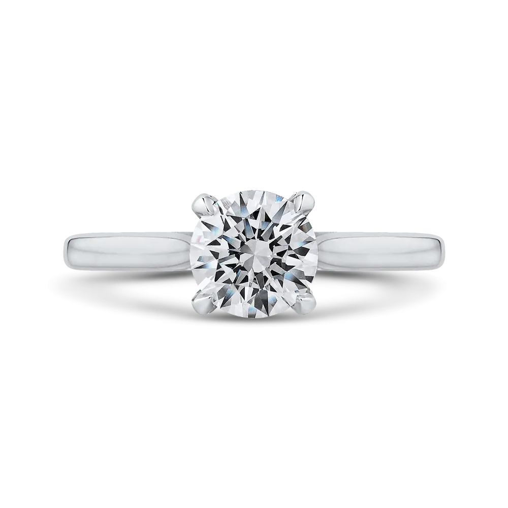 14K White Gold Round Diamond Classic Engagement Ring (Semi Mount)