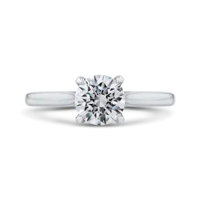 14K White Gold Round Diamond Classic Engagement Ring (Semi Mount)