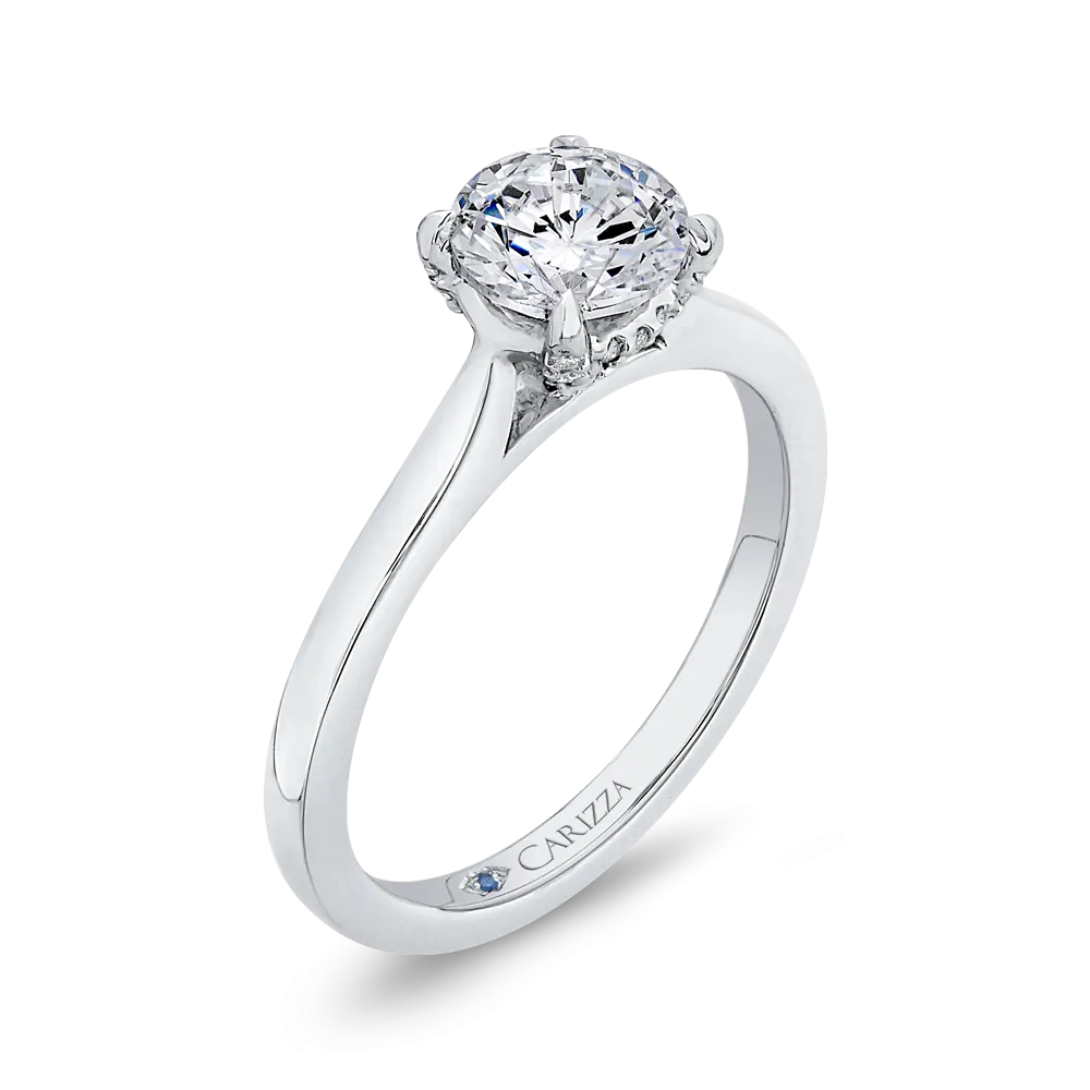 14K White Gold Round Diamond Classic Engagement Ring (Semi Mount)