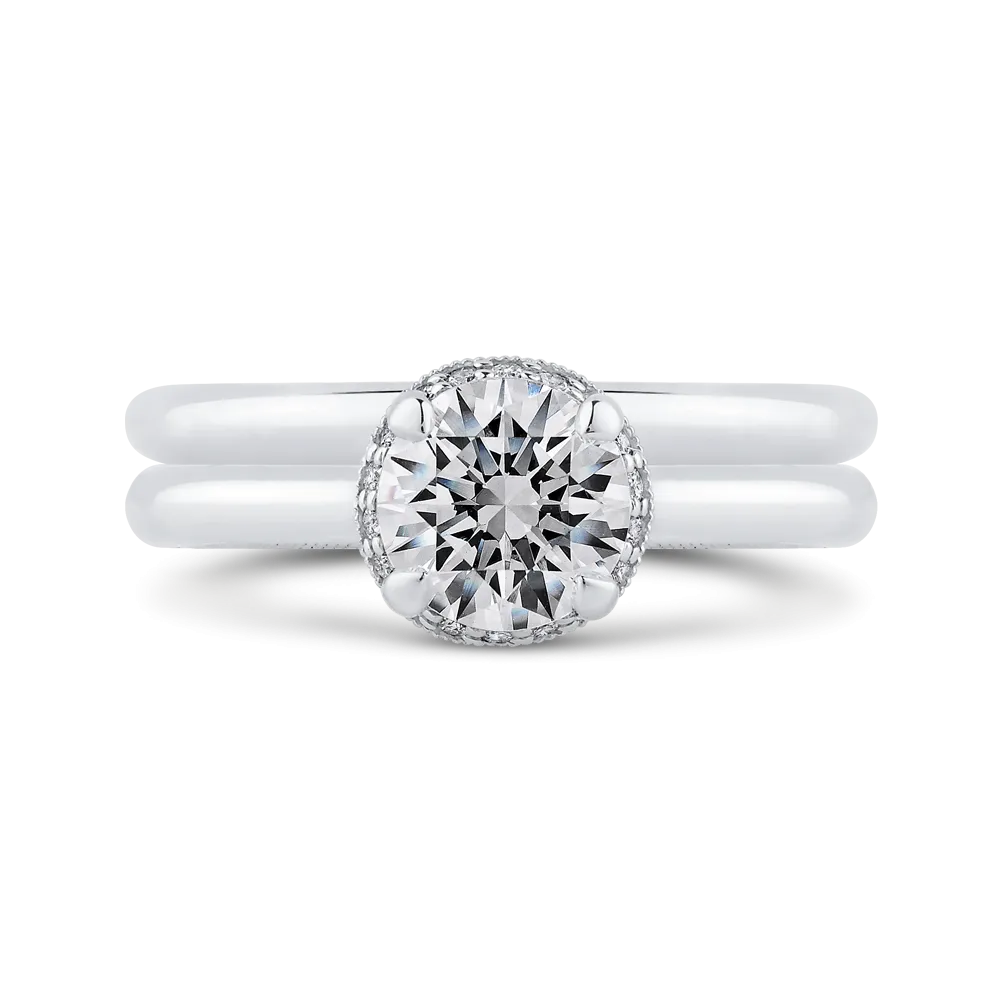 14K White Gold Round Diamond Engagement Ring (Semi Mount)