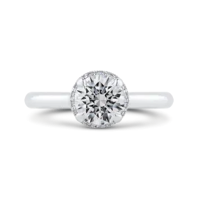 14K White Gold Round Diamond Engagement Ring (Semi Mount)