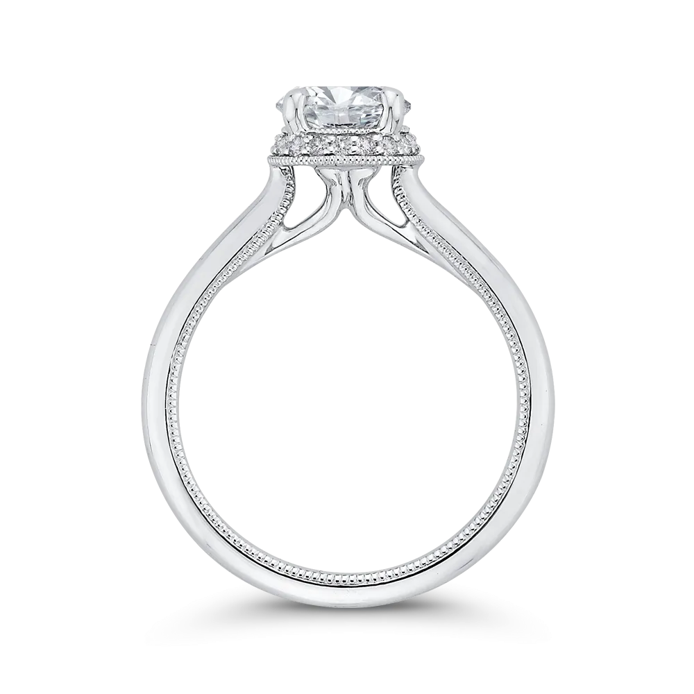 14K White Gold Round Diamond Engagement Ring (Semi Mount)