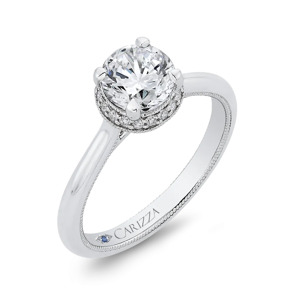 14K White Gold Round Diamond Engagement Ring (Semi Mount)