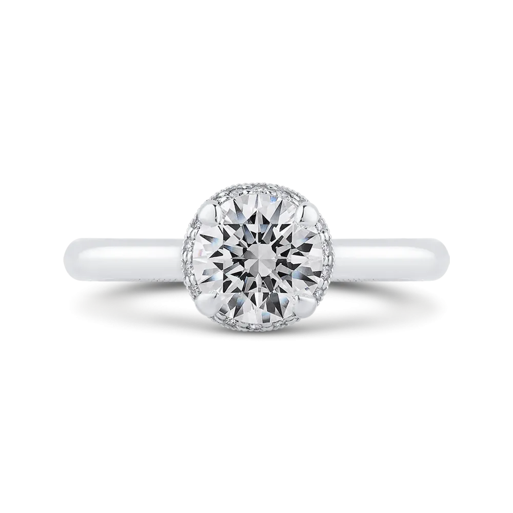 14K White Gold Round Diamond Engagement Ring (Semi Mount)