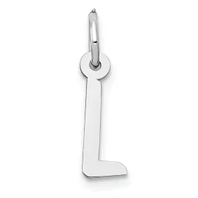 14k White Gold Small Slanted Block Letter L Initial Pendant