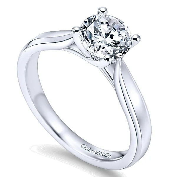 14k White Gold Solitaire Trellis Engagement Ring - ER6591W4JJJ