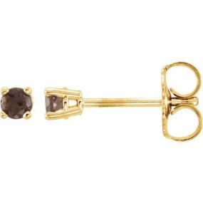 14K Yellow 2.5 mm Natural Smoky Quartz Stud Earrings