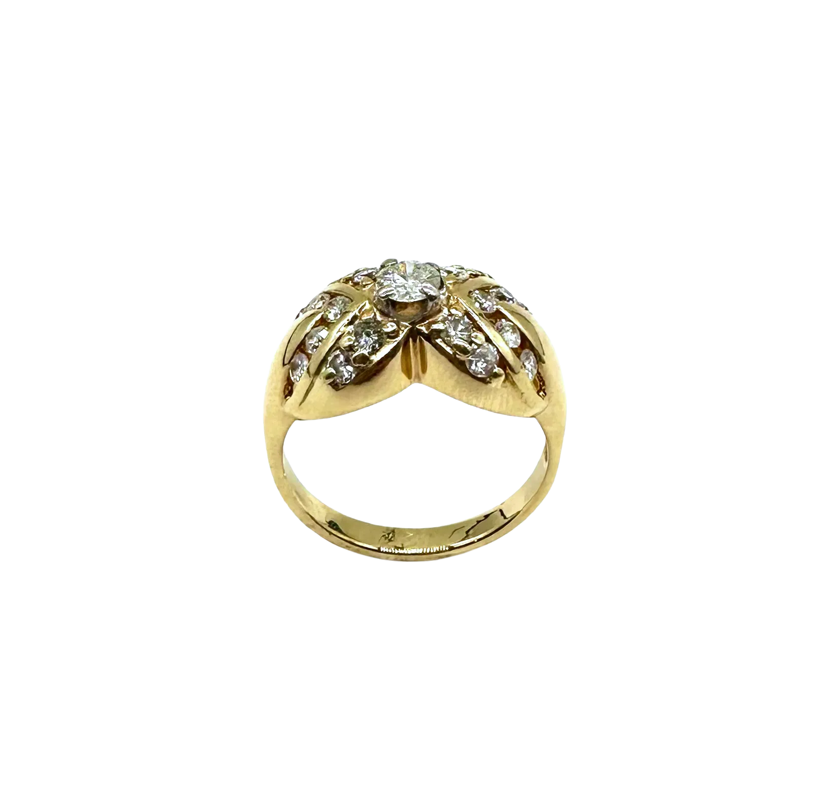 14k Yellow Gold 1 ctw Diamond X Ring