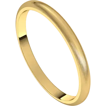 14k Yellow Gold 2 mm Half Round Classic Wedding Band with Silk Finish