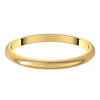 14k Yellow Gold 2 mm Half Round Classic Wedding Band with Silk Finish