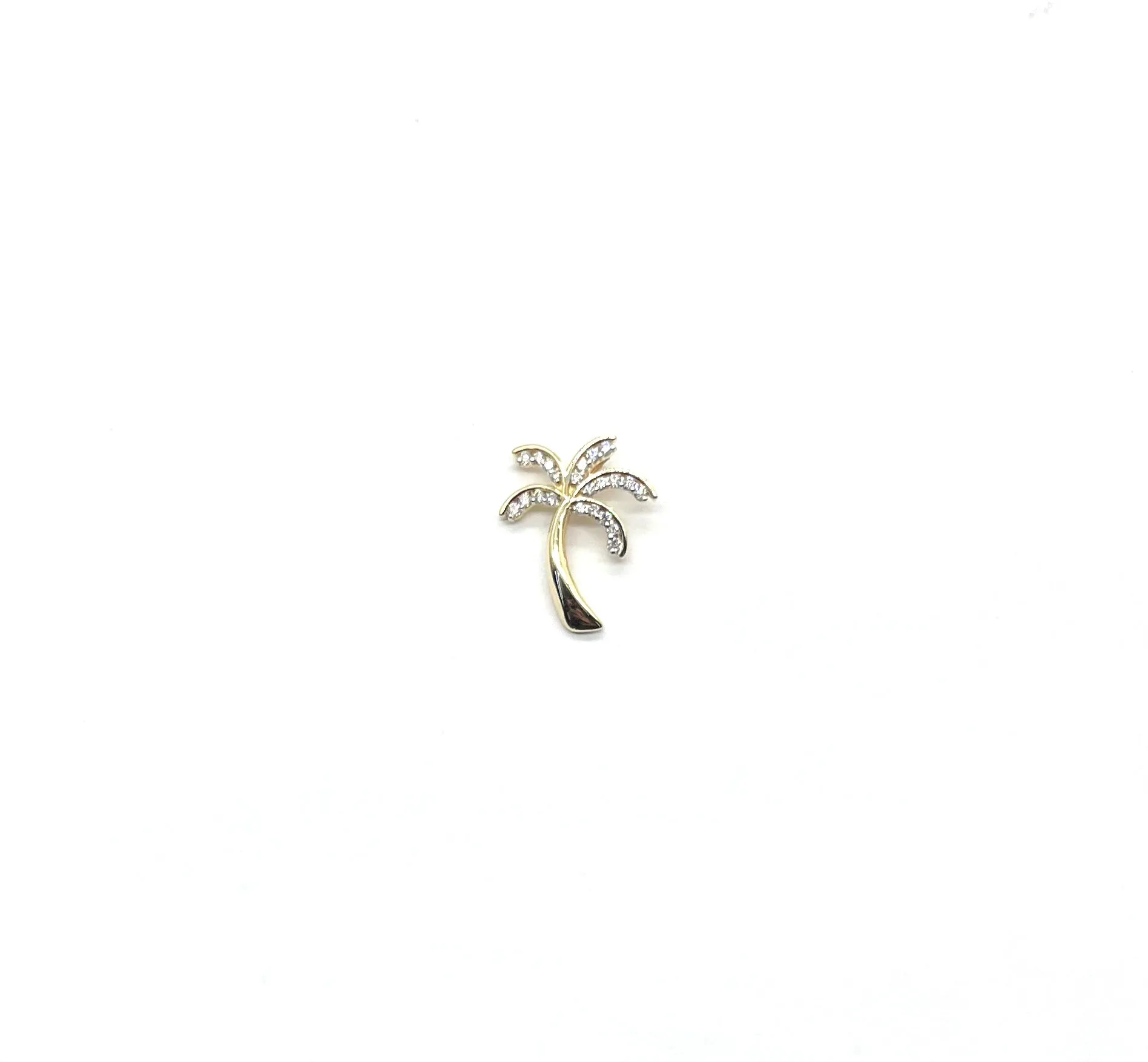 14k Yellow Gold Diamond Palm Tree Pendant