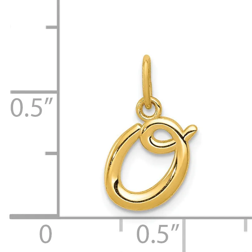 14K Yellow Gold Lower Case Script Letter O Initial Pendant