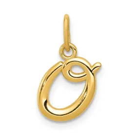 14K Yellow Gold Lower Case Script Letter O Initial Pendant