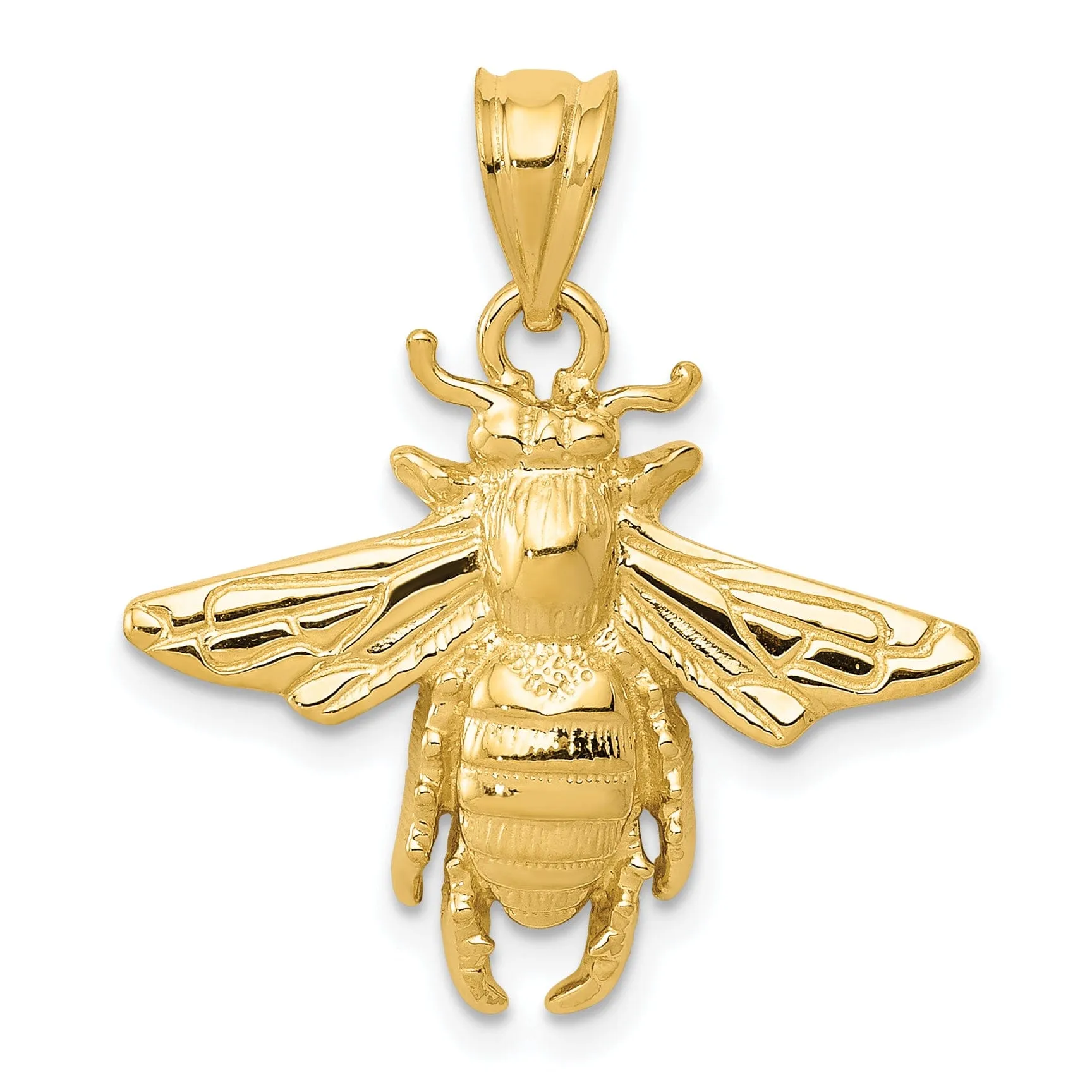 14k Yellow Gold Mens Solid Open-Backed Polished Finish Bumble Bee Charm Pendant