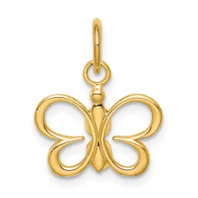 14k Yellow Gold Open Back Solid Casted Polished Finish Butterfly Charm Pendant