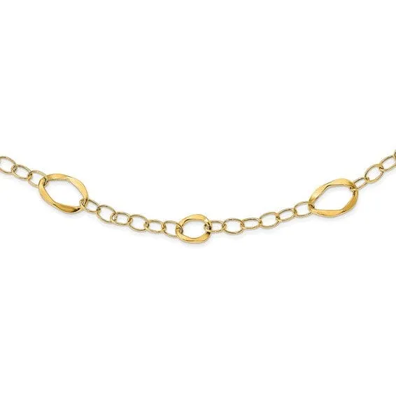 14k Yellow Gold Polished Fancy Link Necklace