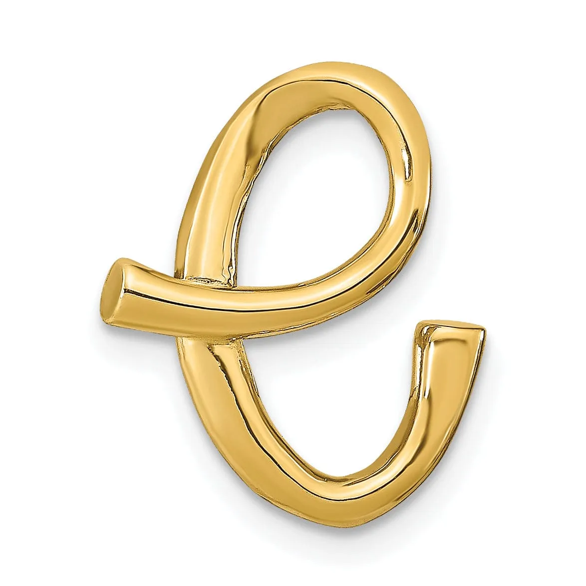 14k Yellow Gold Script Design Large Letter E Initial Slide Pendant