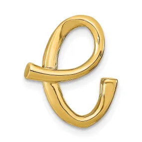 14k Yellow Gold Script Design Large Letter E Initial Slide Pendant