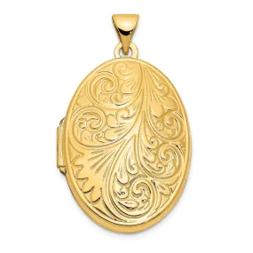 14k Yellow Gold Scroll Oval Locket