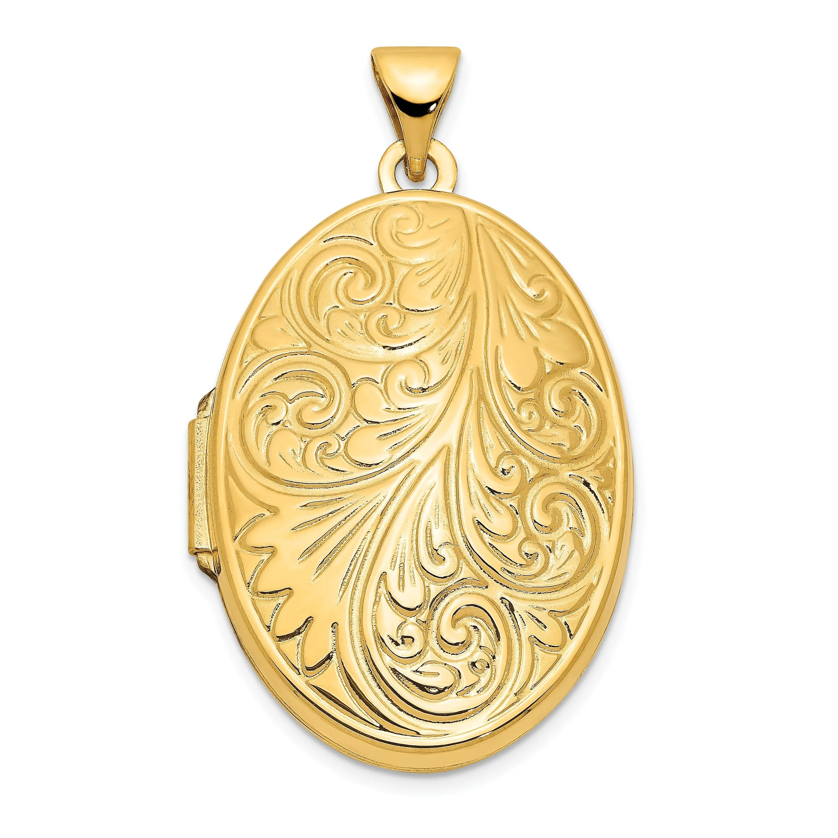 14k Yellow Gold Scroll Oval Locket