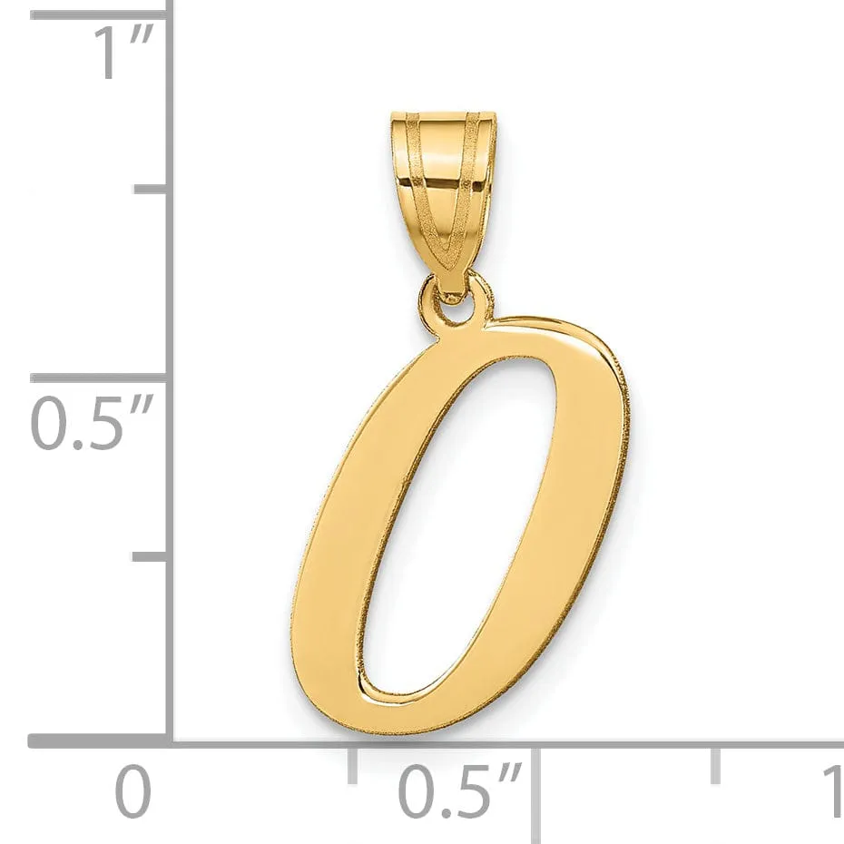 14k Yellow Gold Slanted Design Letter O Initial Charm Pendant