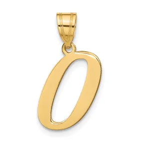 14k Yellow Gold Slanted Design Letter O Initial Charm Pendant