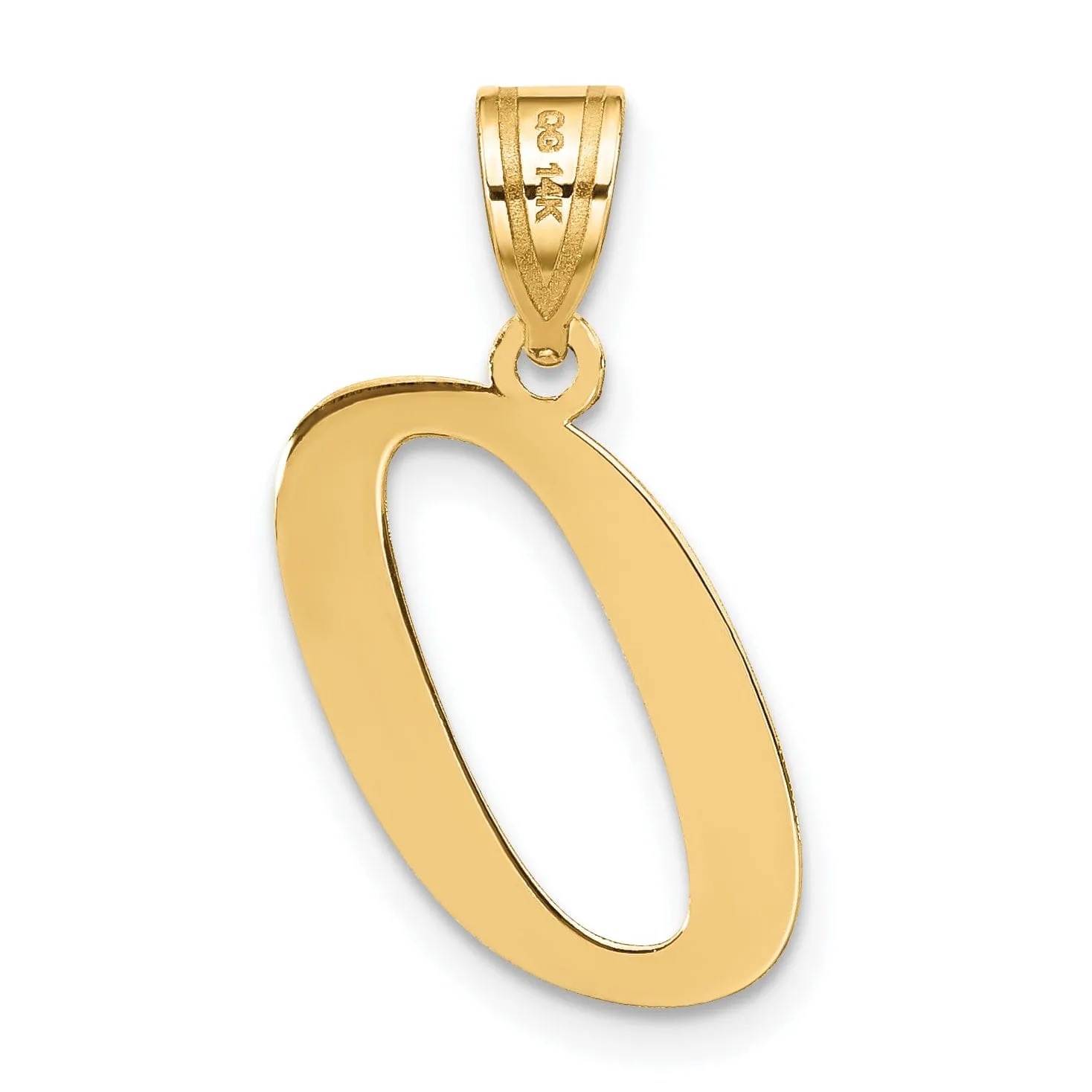 14k Yellow Gold Slanted Design Letter O Initial Charm Pendant