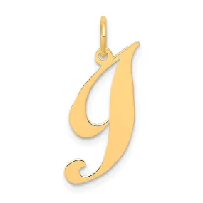 14K Yellow Gold Small Size Fancy Script Letter I Initial Pendant