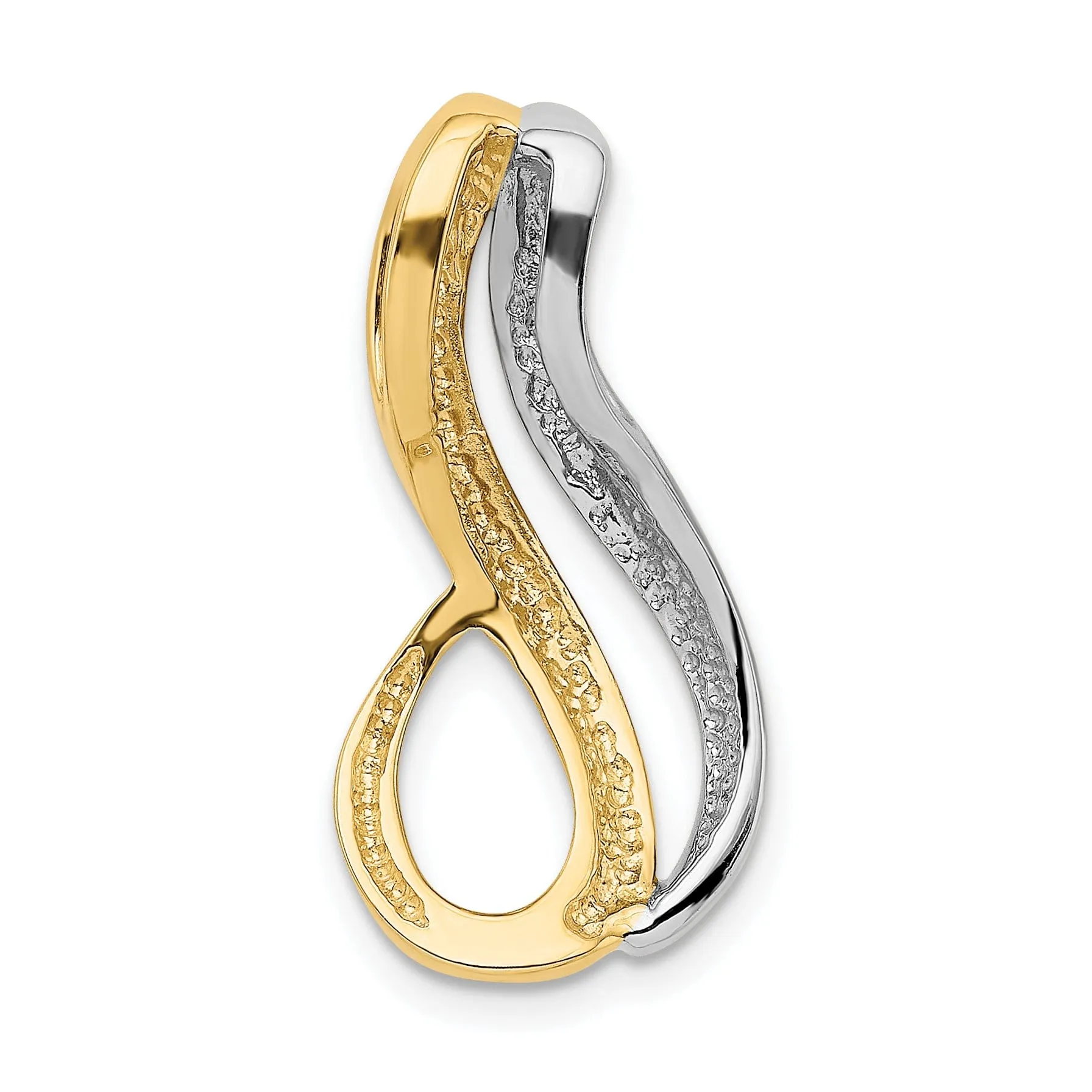 14k Yellow, White Gold Polished Finish Reversible Fancy Swirl Design Omega Slide Pendant