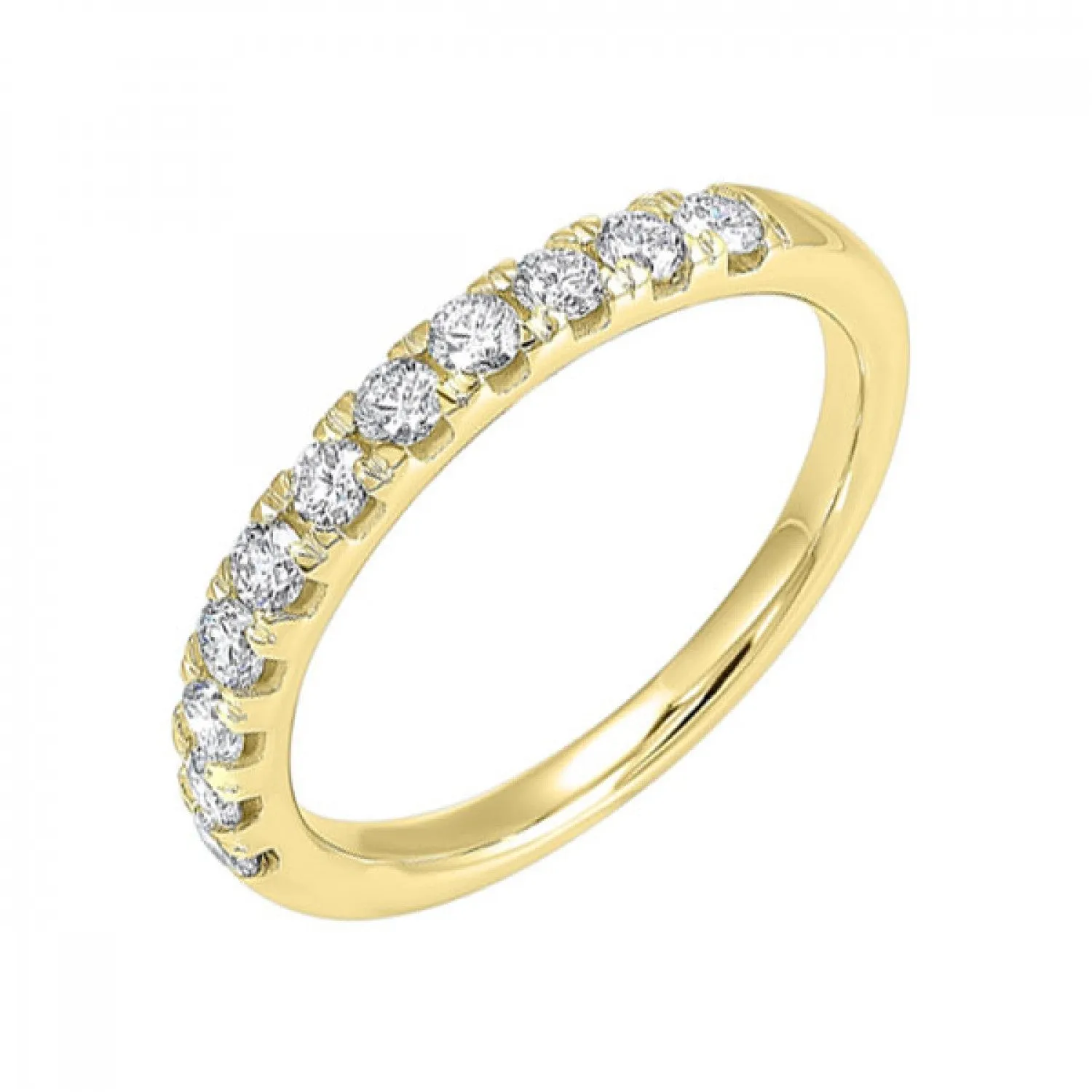 14KT Shared Prong Diamond (1/10 CTW) Band- Available in Rose, Yellow and White Gold