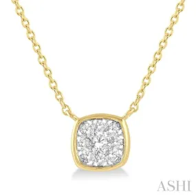 1/6 Ctw Cushion Shape Pendant Lovebright Diamond Necklace in 14K Yellow and White Gold