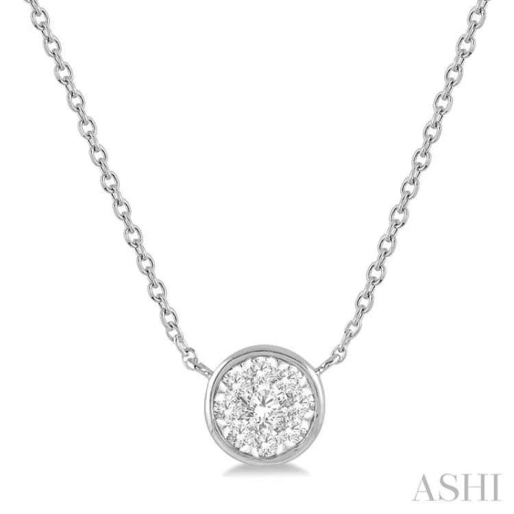 1/6 Ctw Round Shape Pendant Lovebright Diamond Necklace in 14K White Gold