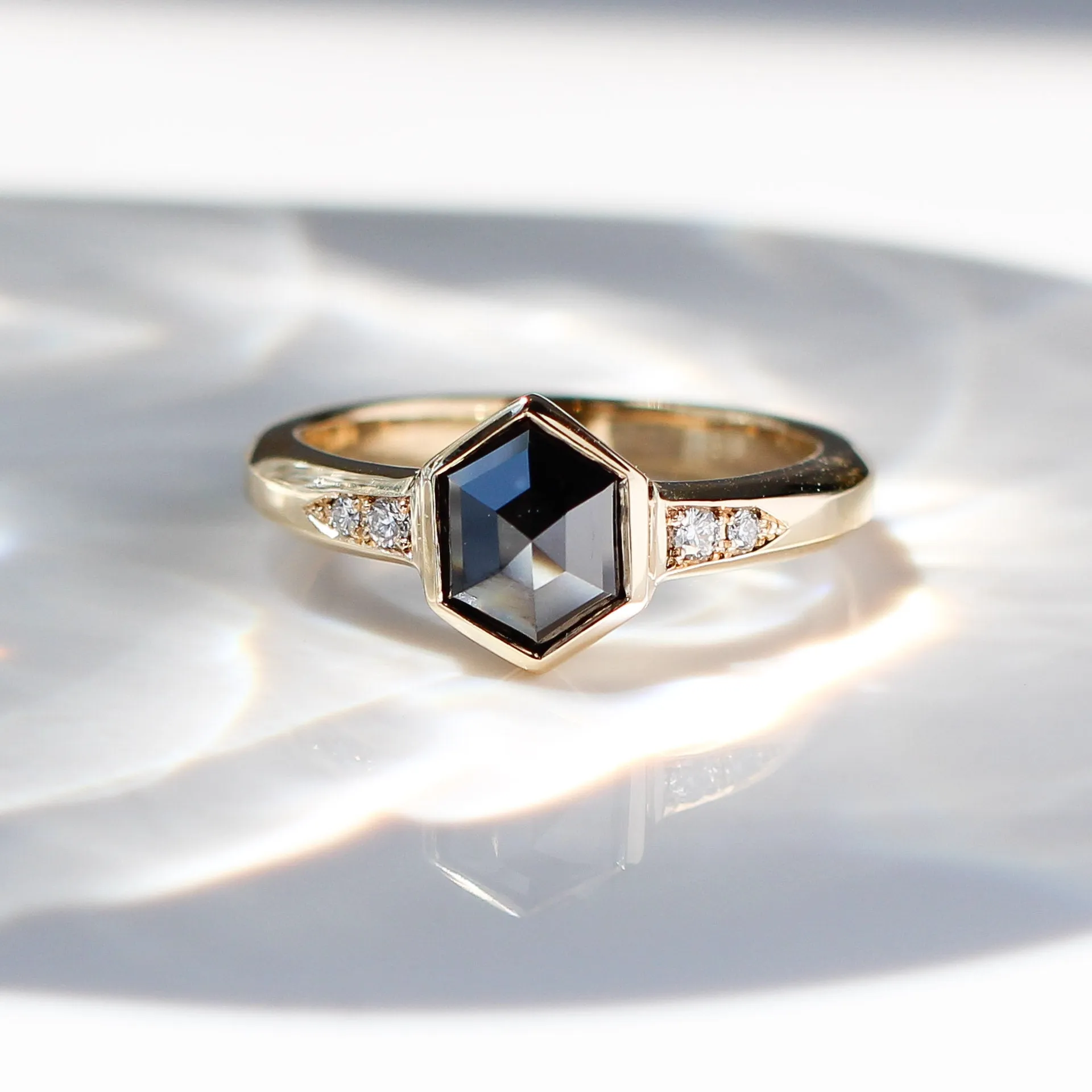 1.64ct Odonis Hexagon Black Diamond Ring