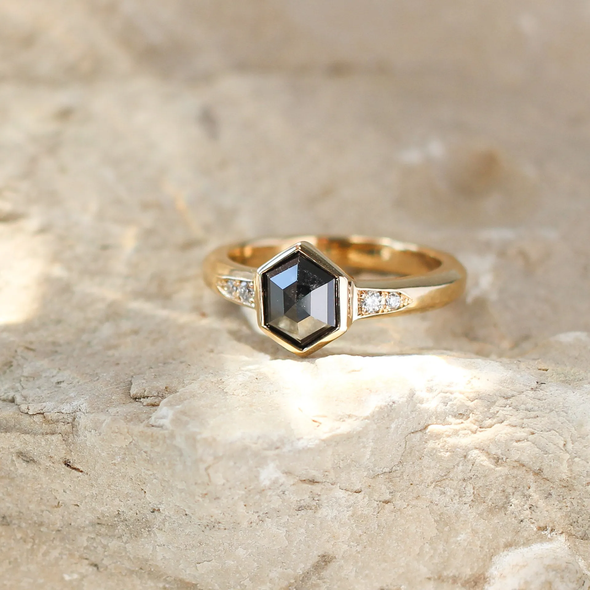 1.64ct Odonis Hexagon Black Diamond Ring