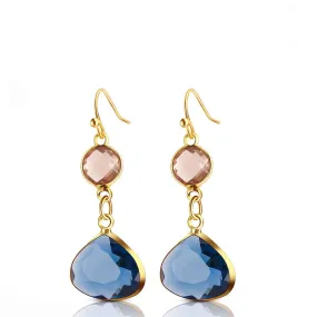 18K Gold Blue Drop Earrings