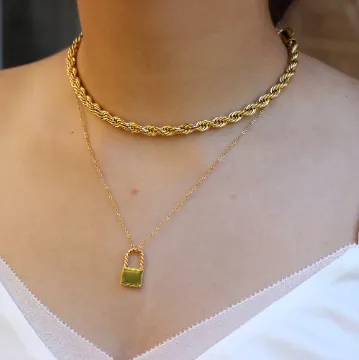 18K Gold-Filled Padlock Pendant Necklace