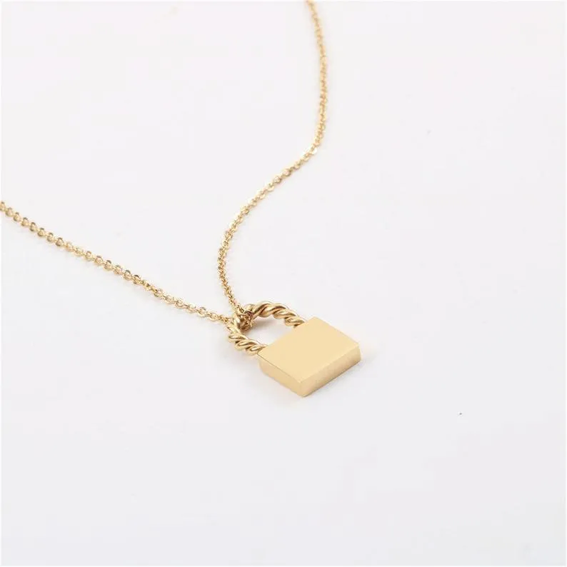 18K Gold-Filled Padlock Pendant Necklace