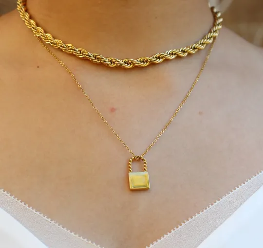 18K Gold-Filled Padlock Pendant Necklace