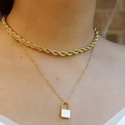 18K Gold-Filled Padlock Pendant Necklace