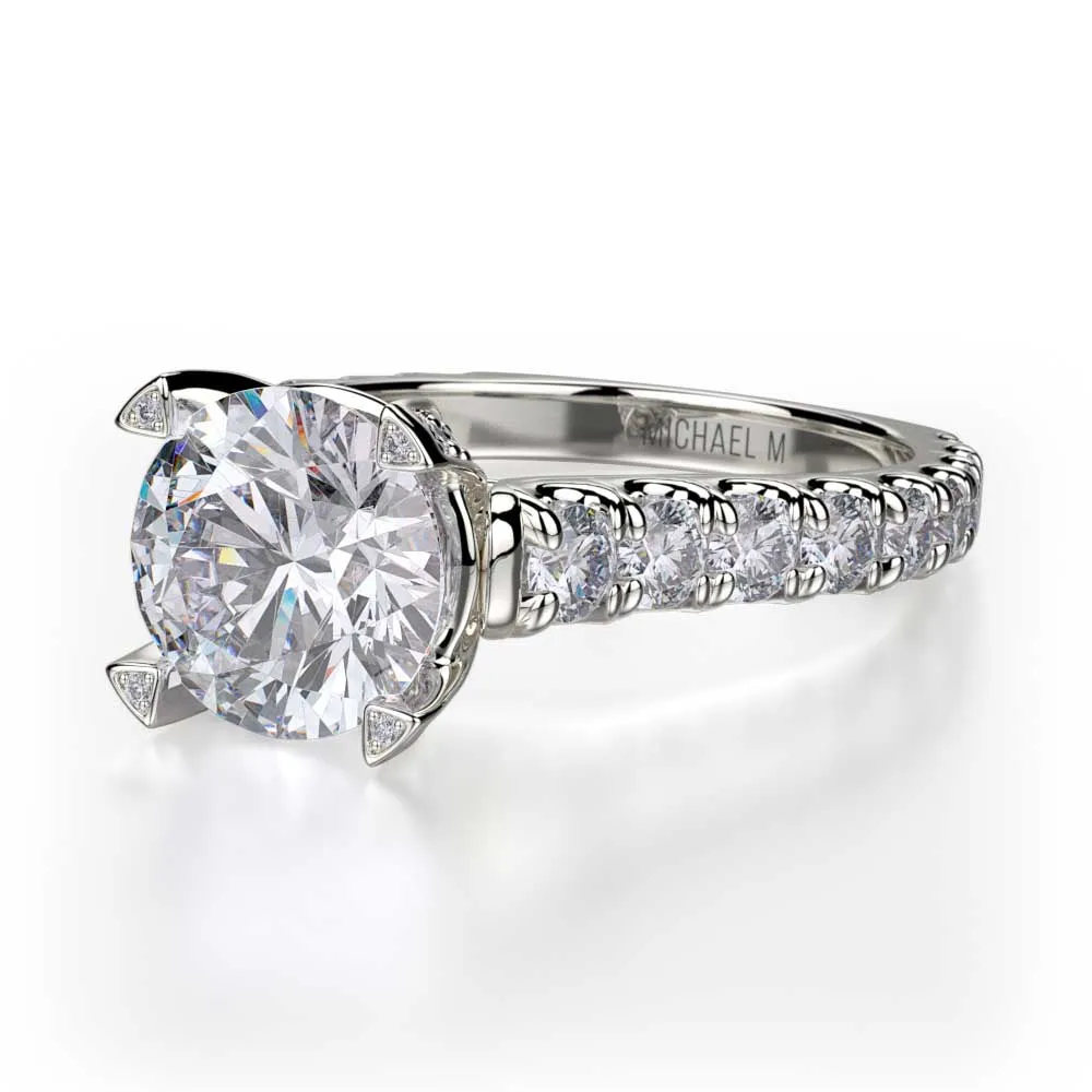 18k White Gold Diamond Engagement Ring with European Shank