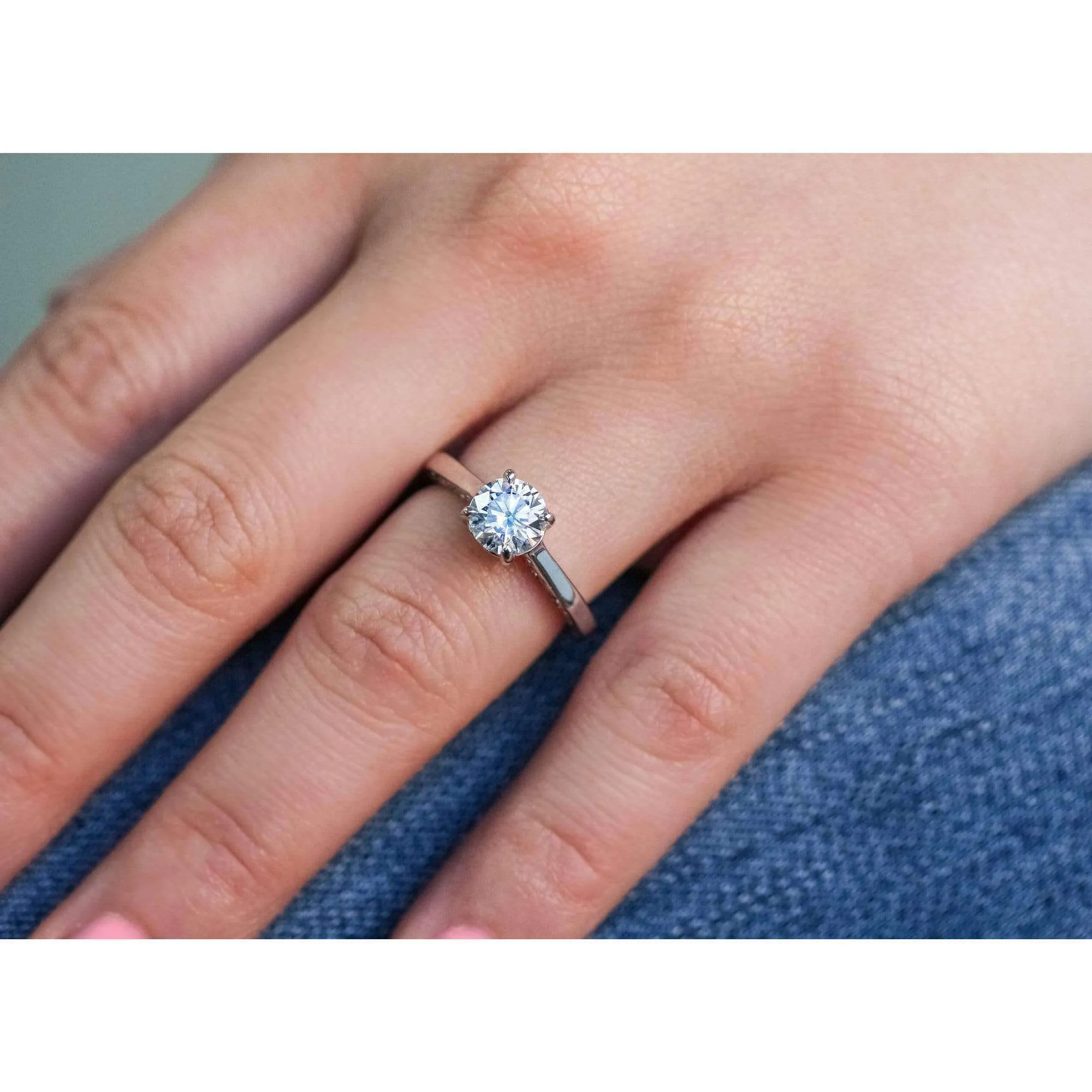 1ct Moissanite Solitaire Filigree Engraved Ring