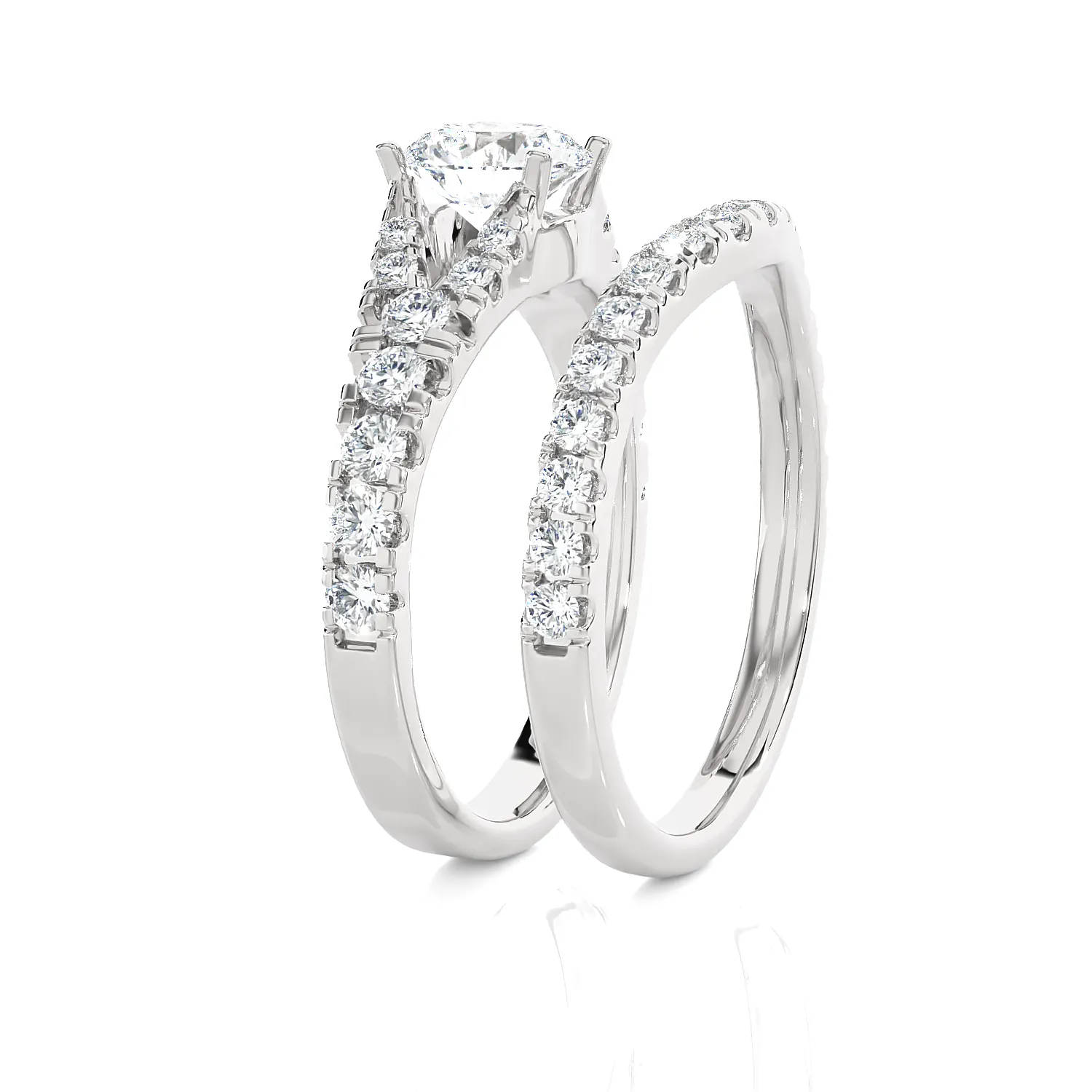 2 ctw Round Lab Grown Diamond Side Stone Bridal Set Ring