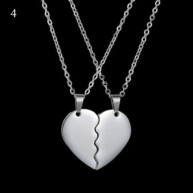 2 Piece Set Fashion Best Friend Couple Pendant Necklace Broken Heart Women Men Gift Friendship Jewelry Korea Key Locket Necklace