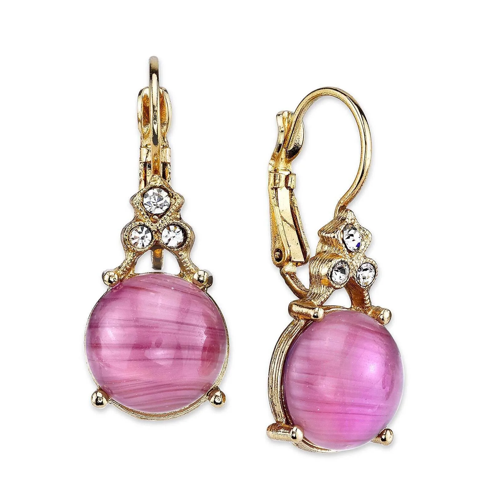 2028 Jewelry Amethyst Glass Quartz Crystal Drop Earrings